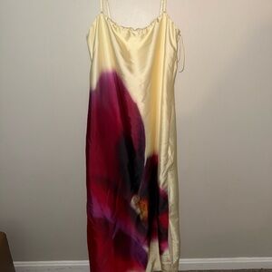 Abercrombie & Fitch Yellow Floral Satin Maxi Dress